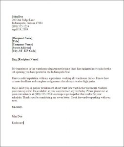 Warehouse Worker Cover Letter Sample and Template • ALL DOCS