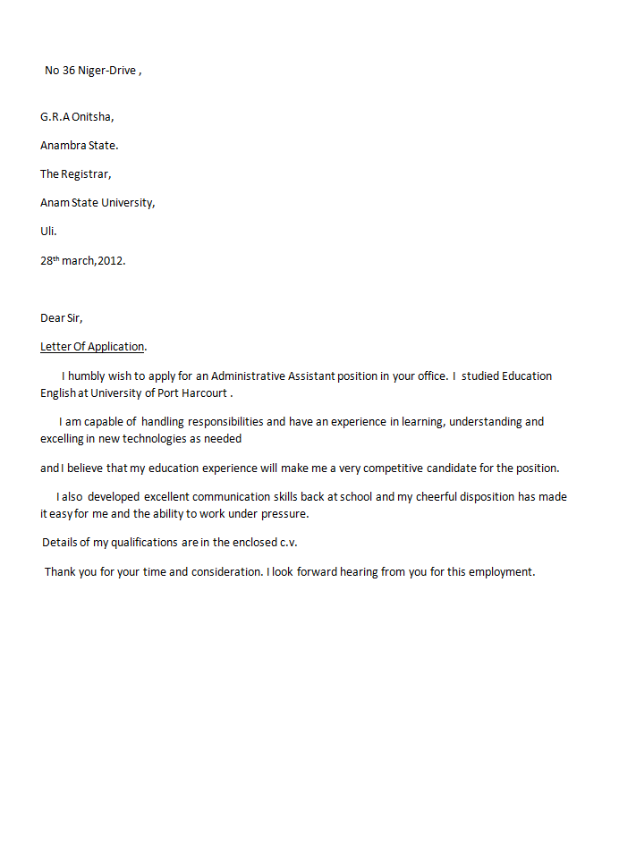 application letter for an accountant job